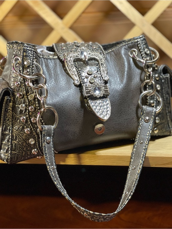 Patent Pending‘Heavily Studded & Embellished Metallic Western Style Handbag